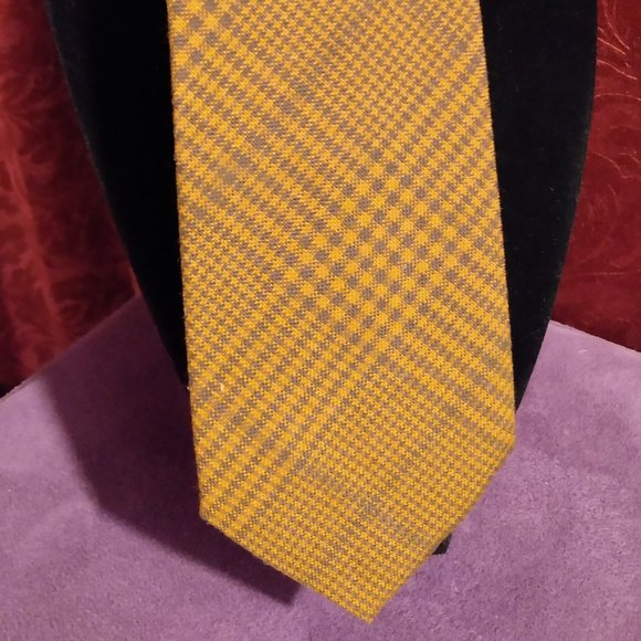 John Franks || Burnt Orange & Black Plaid Tie - Picture 1 of 2